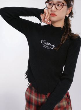 夜行束影/重生150小个子长袖上衣新款黑色百搭时尚显瘦休闲打底