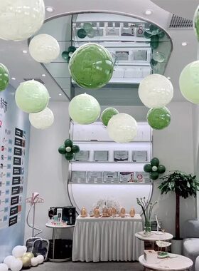 森林绿色波波气球珠宝店商场店铺店庆开业活动装饰吊球布置装扮