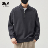 体恤男 宽松休闲半拉链长袖 Baleno班尼路卫衣男士 运动立领潮牌男装