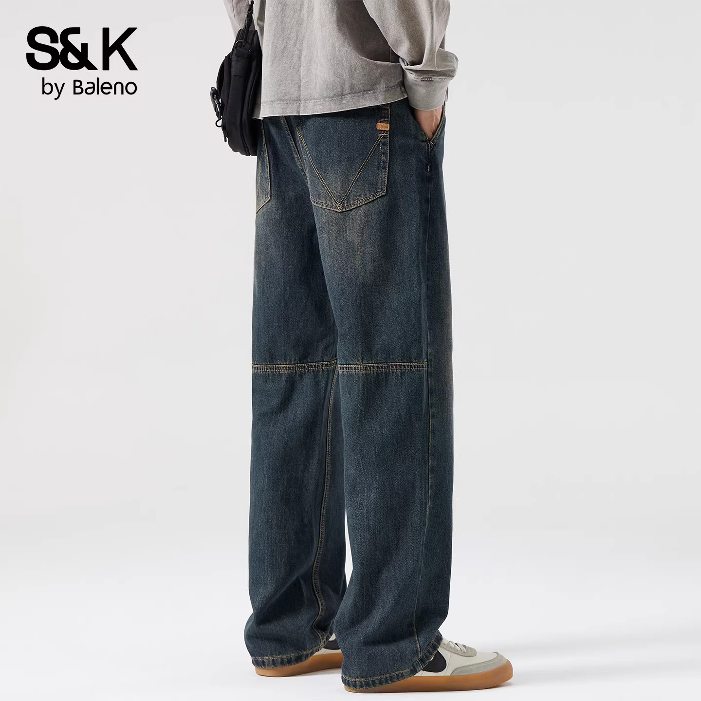 Baleno班尼路复古直筒牛仔裤男2026新款宽松水洗耐磨秋冬休闲长裤,男装,牛仔裤,淘宝优惠券,粉丝福利购,淘宝优惠卷