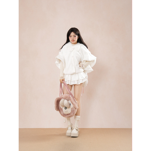 【雪兔】沉睡梦境冬外套超大兔耳朵可爱短款斗篷外套新品小个子女