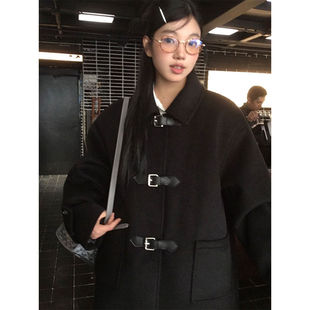 秋冬季小个子中长款毛呢外套2023年新款赫本风韩系高级感呢子大衣