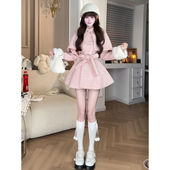 英剧小魔女 财阀千金可拆卸小个子斗篷毛呢大衣设计感外套女装