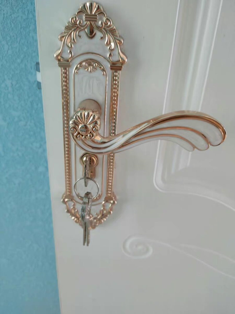 欧式房门锁青黄实木门象牙白单双舌锁具琥珀黄把手复古古铜古执手