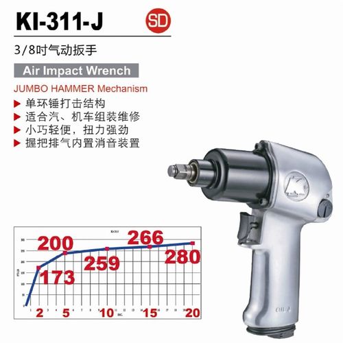 台湾冠亿3/8DR下排气单锤式气动扳手 风炮KI-311-J 244NM