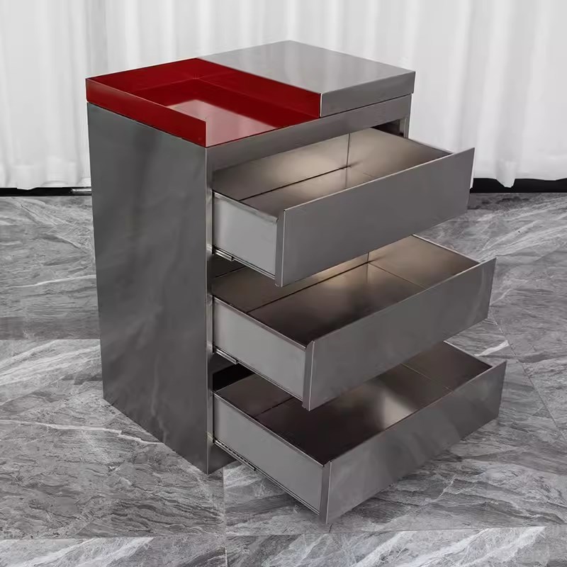 高端美发店工具柜发廊专用工具车理发店剪发柜置物架不锈钢镜台柜