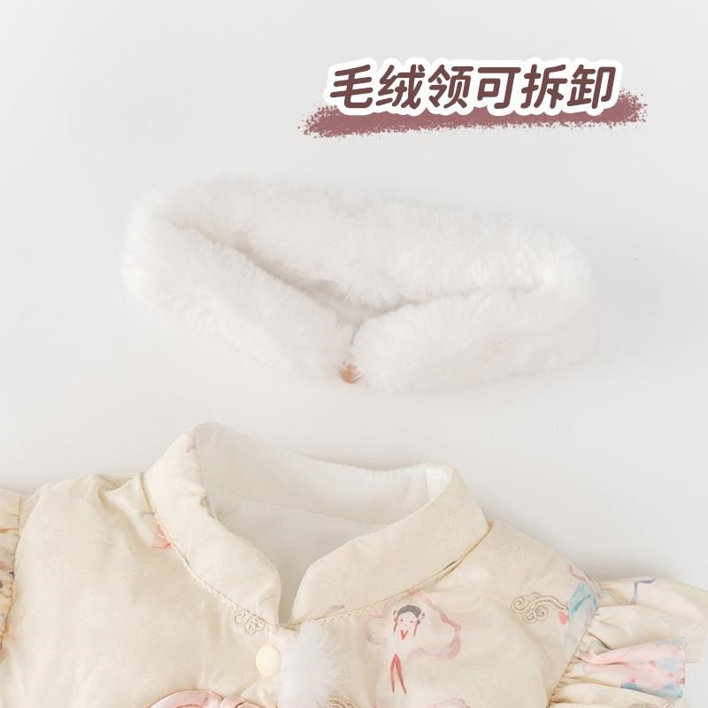 新生婴幼儿冬季爬服m女宝宝新中式a类连体衣加绒加厚超萌外出棉服