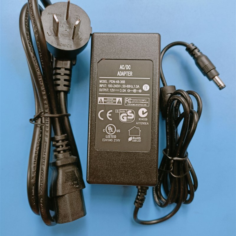 出口版美凯12V3A电源适配器PDH-48-36B电源供应器插头5.5*2.5MM