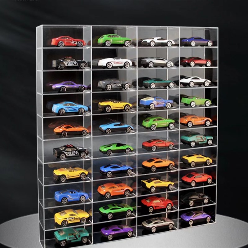 多美卡收展示盒架一体透明亚克力1:64合金小汽车模型风火轮收纳盒