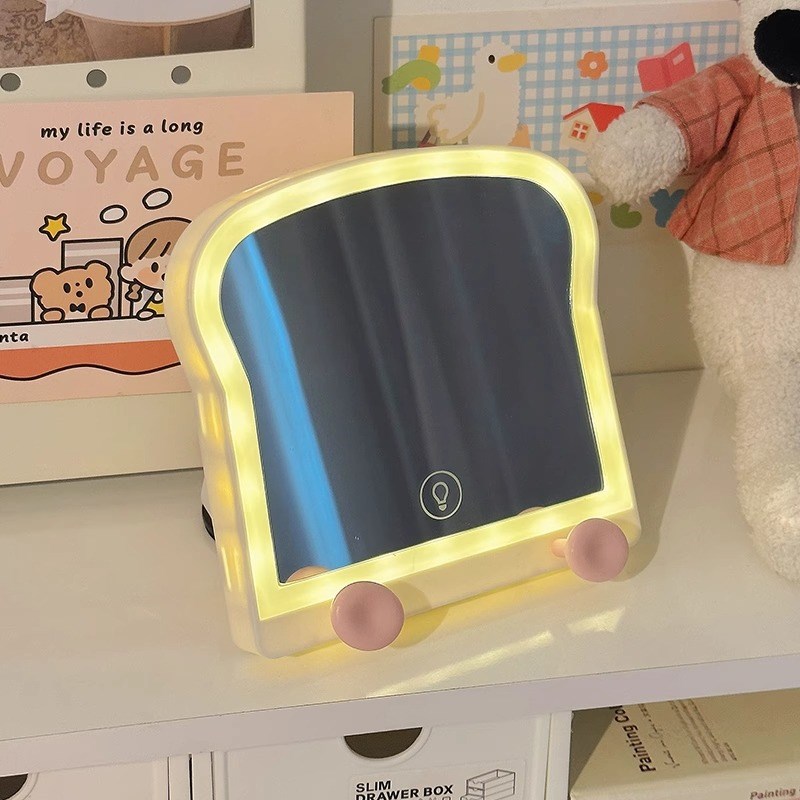 2023新款高端LED桌面化妆镜便携折叠式镜子办公室学生宿舍美妆镜