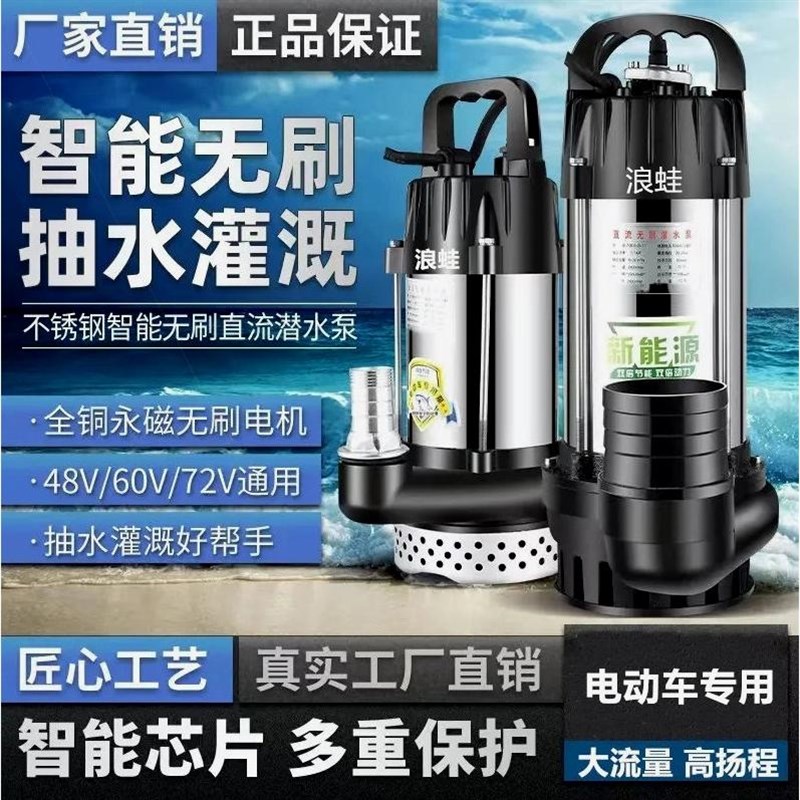 德国进口无刷直流潜水泵48V60V72V大流量3寸4寸电动电瓶车农用灌