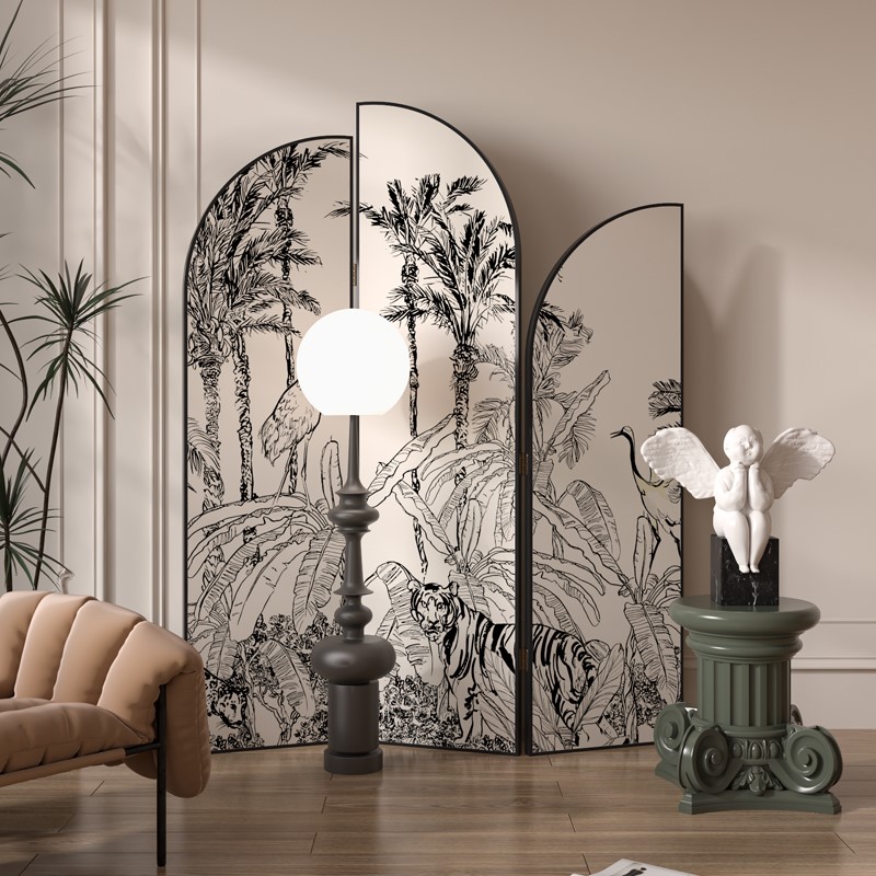 现代轻奢美式隔断铝合金屏风折叠移动客厅入户玄关房间装饰遮挡