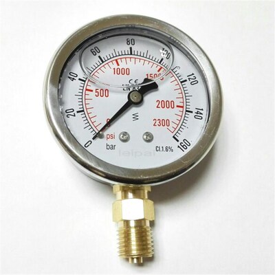 耐震压力表 cl.1.6% 立式 2300psi 160bar 直径62-68mm 牙m14x1.5