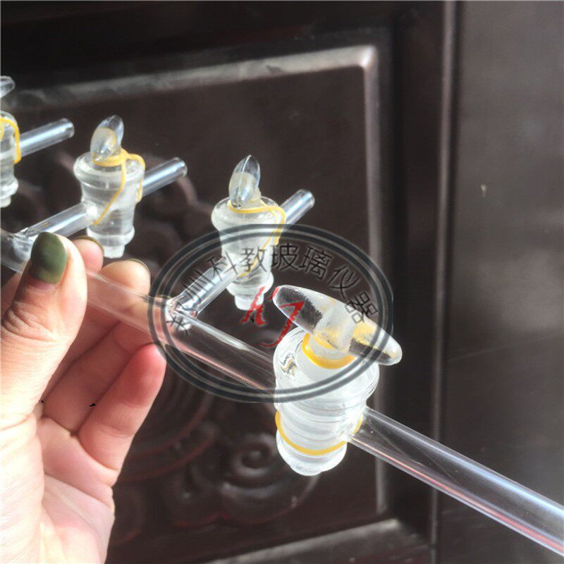 单排管玻璃阀门节门气体分配管玻璃活塞5通通气管分配器可定做