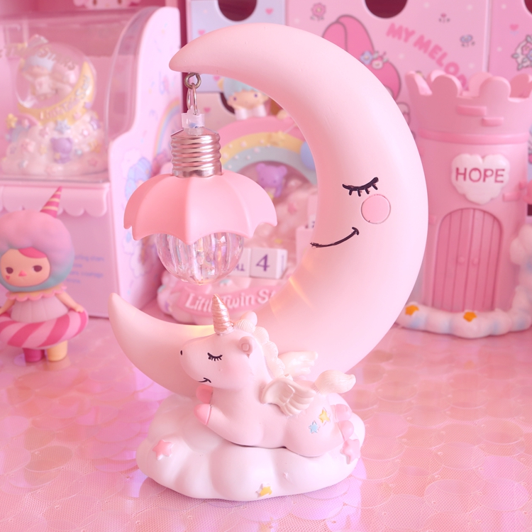 梦幻月亮云朵独角兽小夜灯装饰摆件学生梦幻桌子摆件少女礼品礼物