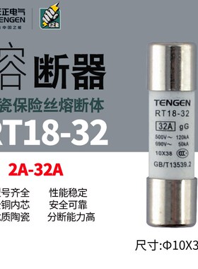 天正电气熔断器熔芯保险丝 RT18-32 RT14芯子 R015 RO15 10*38