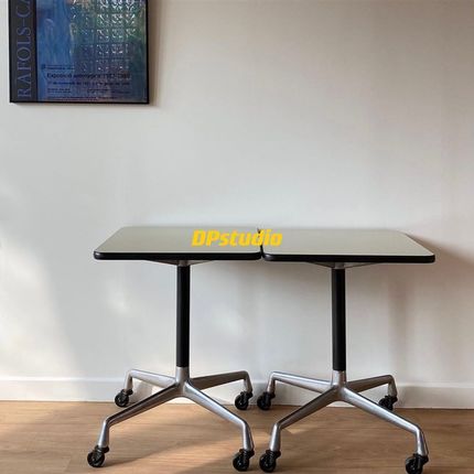 DPstudio 伊姆斯方形带滚轮茶几可移动边几设计师办公桌会议桌