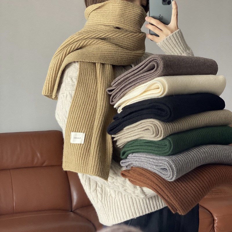 ins风冬季韩版百搭针织毛线围巾保暖情侣加厚围脖针织围巾韩系女