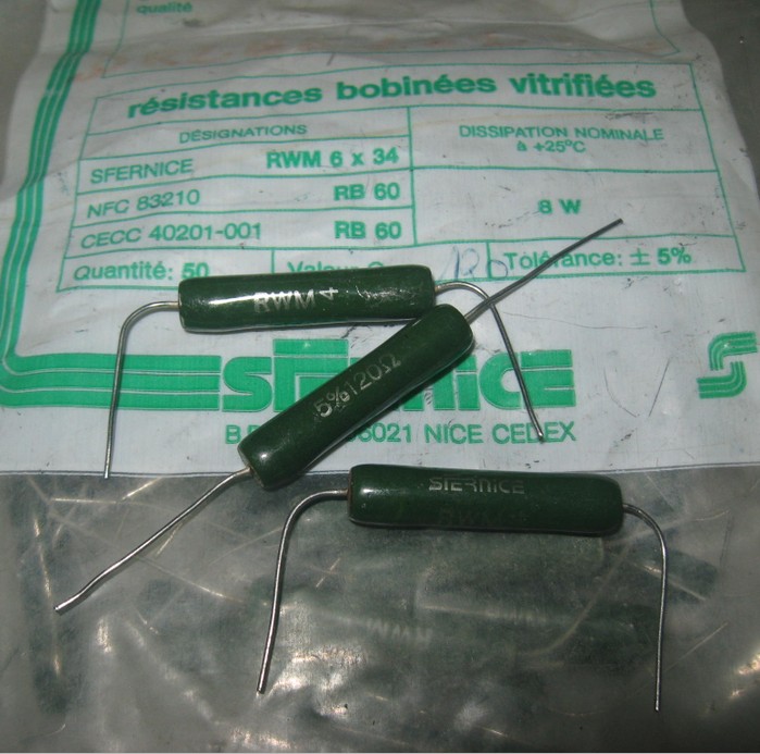 法国 SFERNICE 8W120R 5% RB60 陶瓷电阻120R 8W