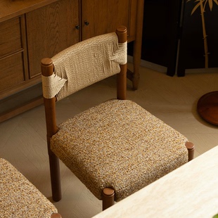 柿子随时餐椅复古中古高级实木单椅小户型靠背椅客厅餐厅阳台