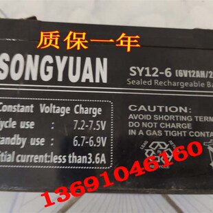车位锁 6V12AH 20HR 地磅秤电瓶 玩具车 SY12 SONGYUAN蓄电池