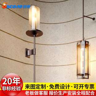 轻奢现代简约玻璃长杆壁灯设计师款创意极简酒店售楼部宴会厅壁灯