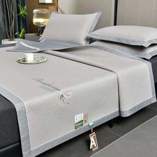 A类天鹅刺绣冷感豆豆席加厚加密凉感冰丝席可折叠机洗水洗轻奢