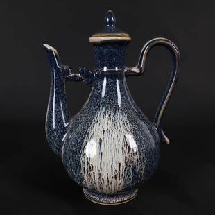 古董瓷器窑变酒壶仿古酒壶摆设古玩收藏瓷壶陶瓷酒壶摆件