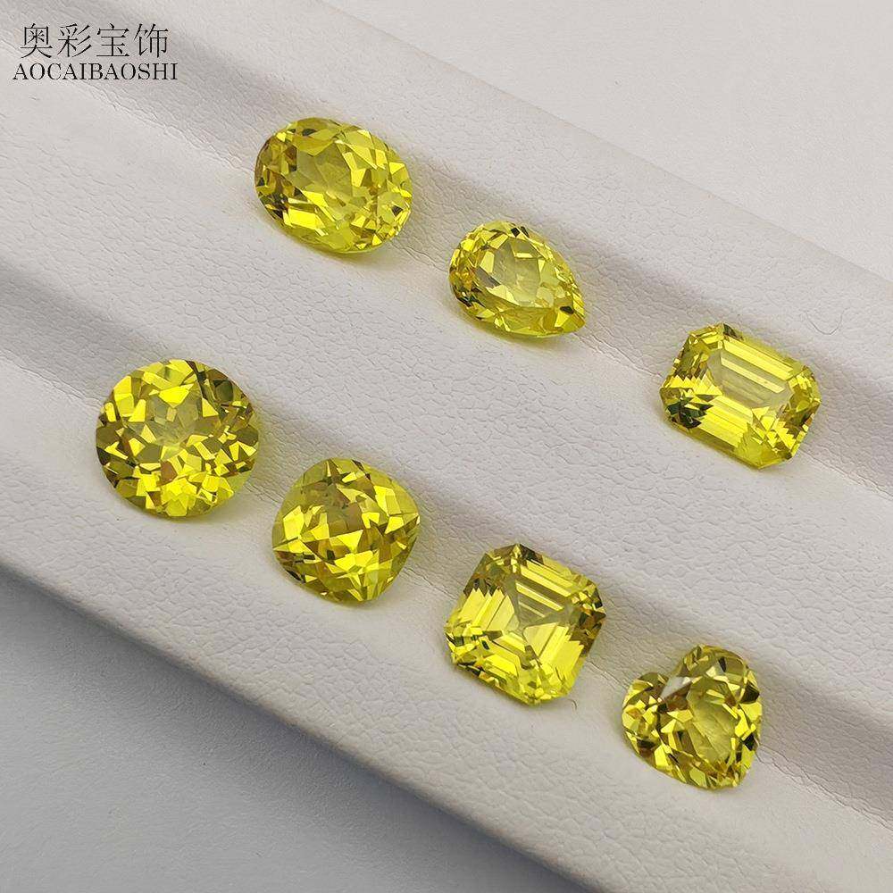 奥彩宝饰人工合成黄色宝石多形状裸石宝石实验室提拉法培育黄蓝宝