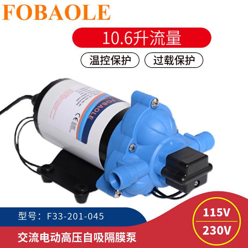 流量10.6升自吸隔膜泵扫地机灌装增压110V/230交流电动高压抽水泵