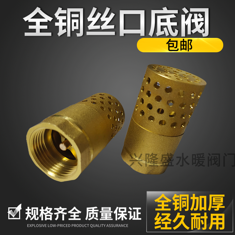 全铜内丝黄铜底阀水泵阀止回阀水单向阀止逆阀内螺纹底阀DN25-100