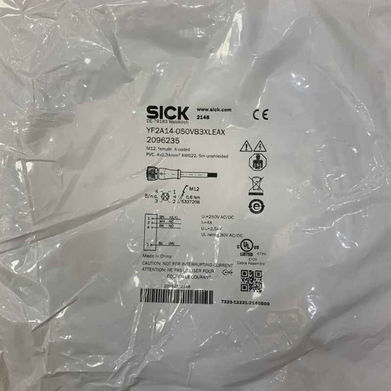 SICK西克接插件连接线YF2A14-050VB3XLEAX原装全新正品M12直5M
