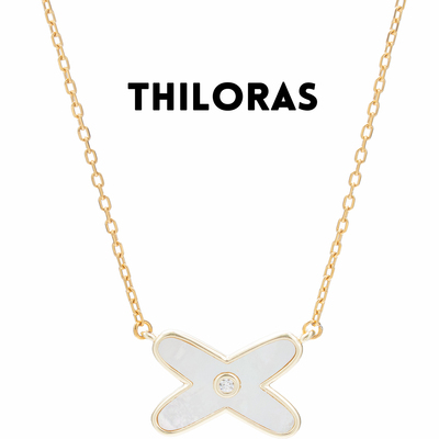 THILORAS/蒂洛拉交叉白贝母项链女带钻高端送礼时尚简约TL80035