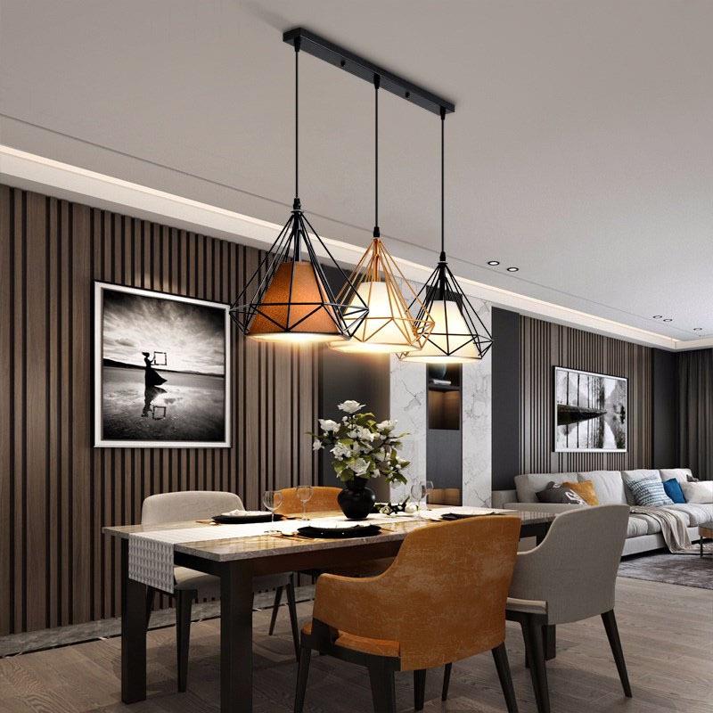 北欧餐厅吊灯三头现代简约卧室书房灯个性钻石吊灯吧台服装店吊灯