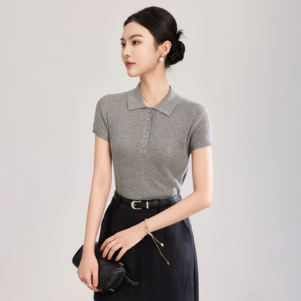 2603710-16针立体挑孔超细天丝亚麻纱通勤减龄针织衫女夏新款上装