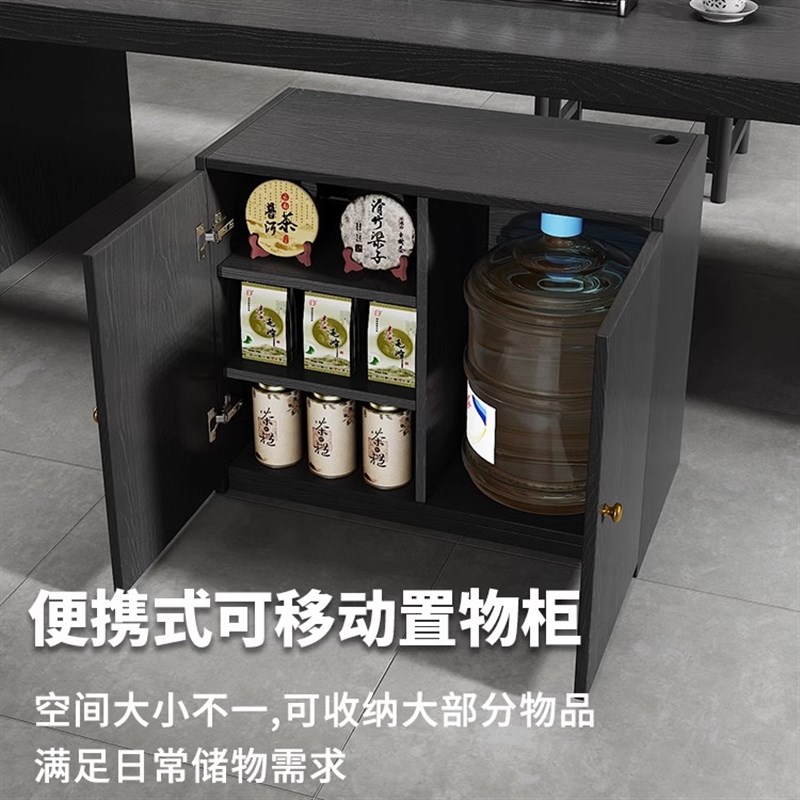 侘寂风实木碳化泡茶桌办公桌一体桌椅组合现代简约办公室茶台家用