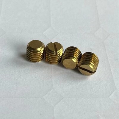 环保全黄铜公制标准一字平端无头机米割槽DIN553平端GB73螺丝钉