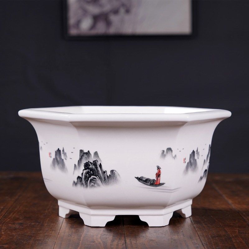 花盆轻奢高级感大号四方六方形盆景花盆彩绘山水贴画新款中国风,鲜花速递/花卉仿真/绿植园艺,洒水/浇水壶,淘宝优惠券,粉丝福利购,淘宝优惠卷