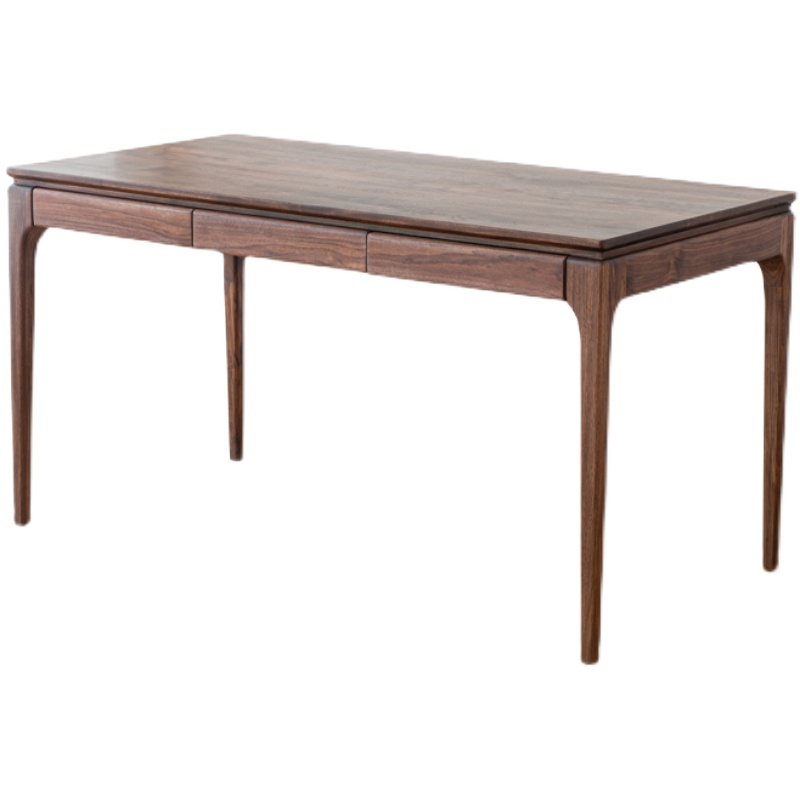 梦天然北美黑胡桃木实木办公桌书桌写字台原L木日式1.4m台式电脑