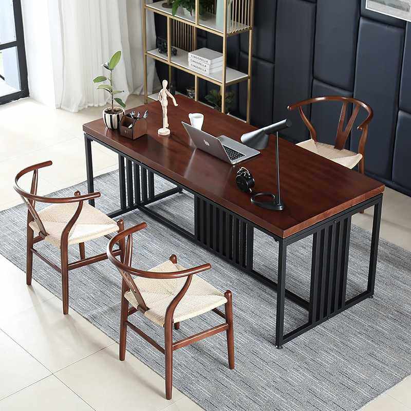 美式办公室铁艺实木长条大板办公桌子家用书房书桌职员电脑会议桌,电子元器件市场,其它元器件,淘宝优惠券,粉丝福利购,淘宝优惠卷