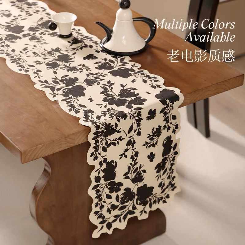 异形美式复古桌旗轻奢高端高级感茶几桌布长条餐桌桌旗布