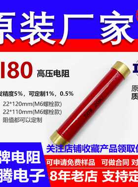 RI80玻璃釉大红袍铜脚高频无感高压电阻50W9M10M12M15M18M20M兆欧