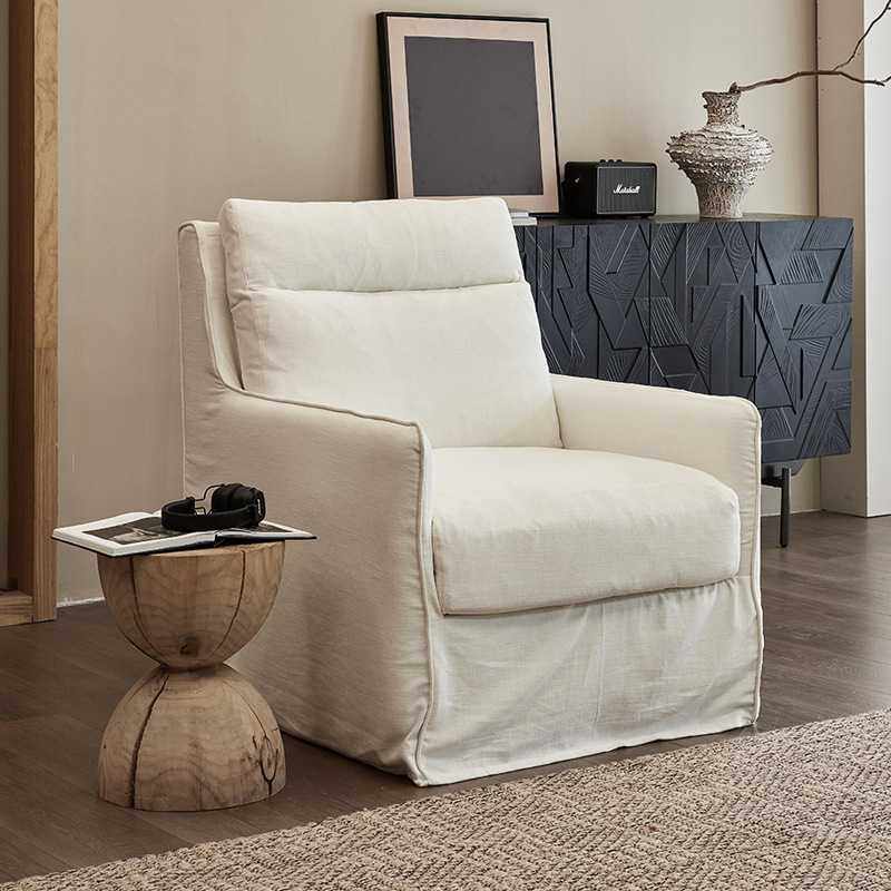 侘寂风休闲椅奶油民宿现代简约日式单双三人亚麻布可拆洗布艺沙发,电子元器件市场,其它元器件,淘宝优惠券,粉丝福利购,淘宝优惠卷
