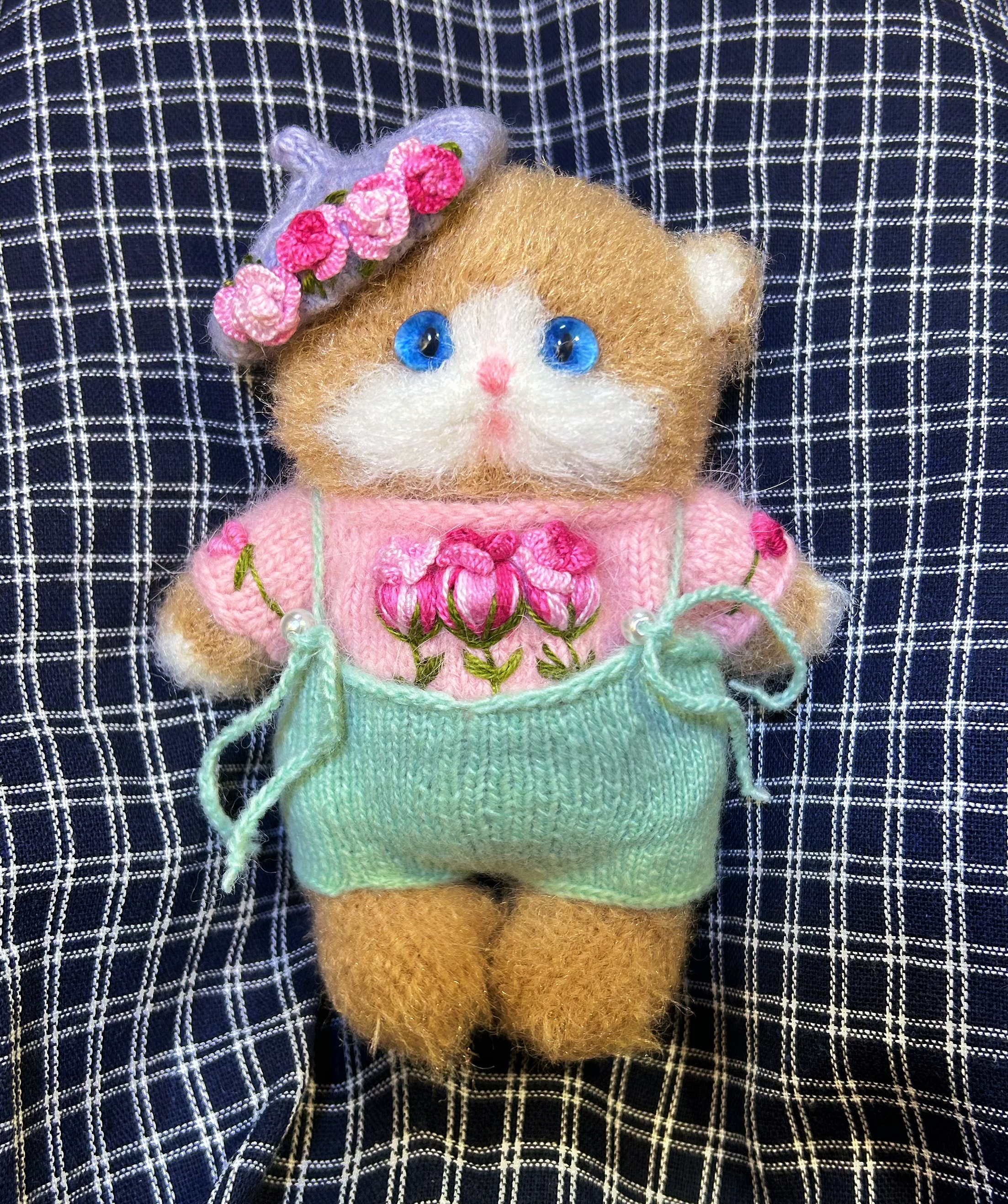 成品手工棒针编织小猫挂件小猫玩偶送朋友闺蜜生日礼物小猫咪定制图片