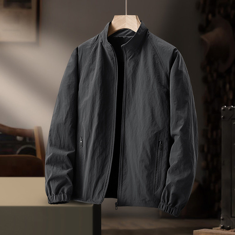 2025新款外套男士潮流痞帅休闲立领夹克男春秋高级感薄款风衣定制