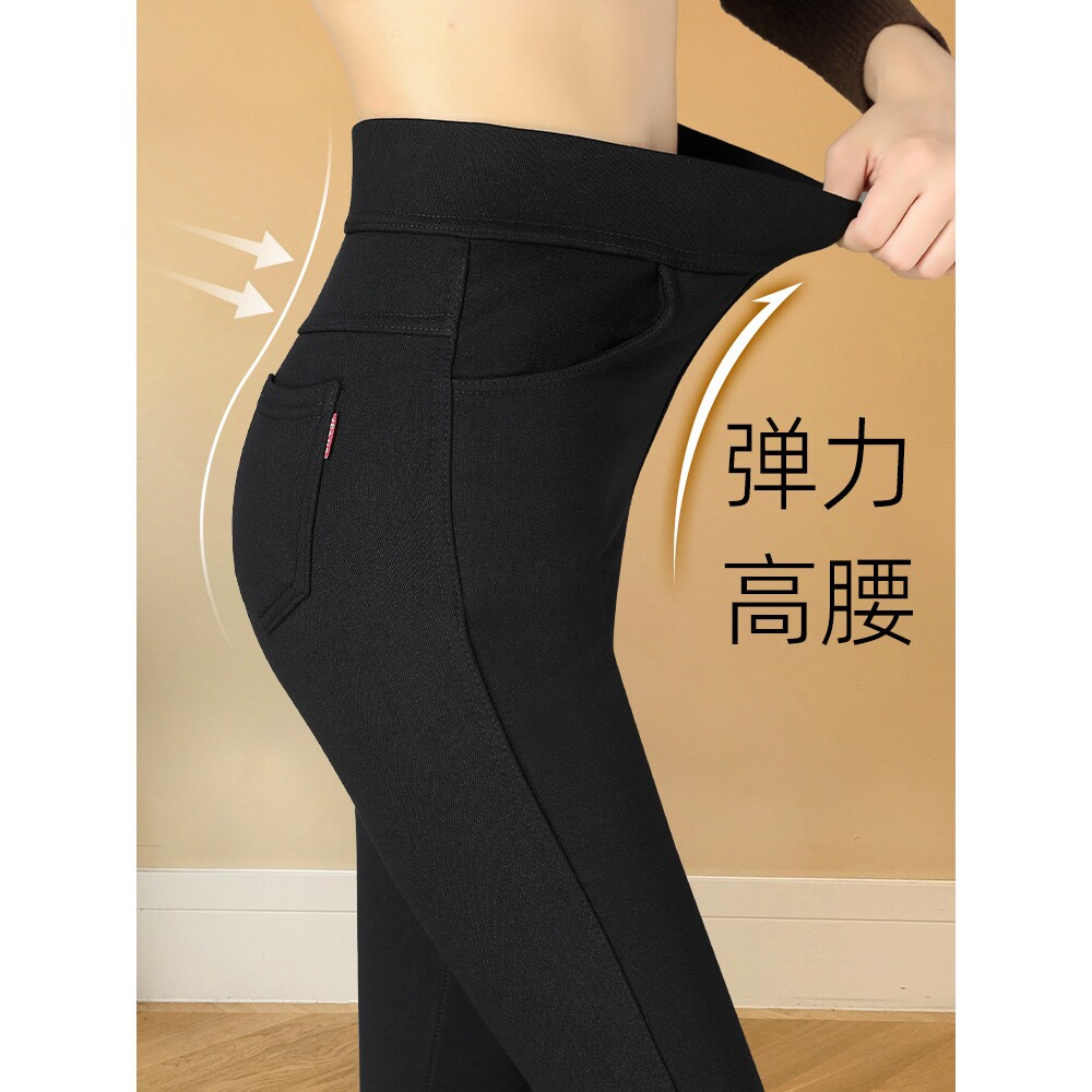 黑色打底裤女2025新款紧身外穿高腰弹力小黑裤秋季铅笔魔术夏薄款