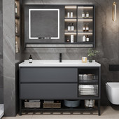 现代实木浴室柜组合陶瓷一体盆洗手洗脸盆智能卫生间储物柜