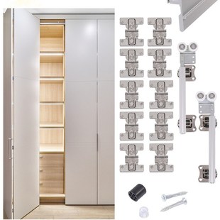 无下轨衣柜折叠门五金配件两折四门衣帽间推拉移门吊滑吊轮滑轨道