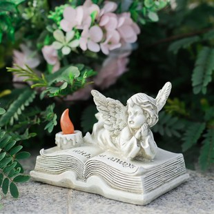 仿真LDE灯天使烛台摆件树脂工艺品纪念碑微景观摆件创意装饰雕塑