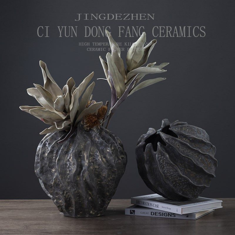 复古仿旧古铜金属釉花瓶插花装饰花器摆件样板房陶瓷干花花瓶摆设,包装,包装胶带,淘宝优惠券,粉丝福利购,淘宝优惠卷